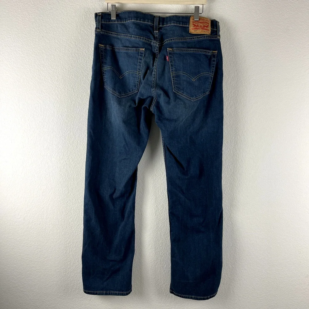 Levis 559 Relaxed Straight Jeans Mens 36x32‎ Blue Dark Wash Faded Casual